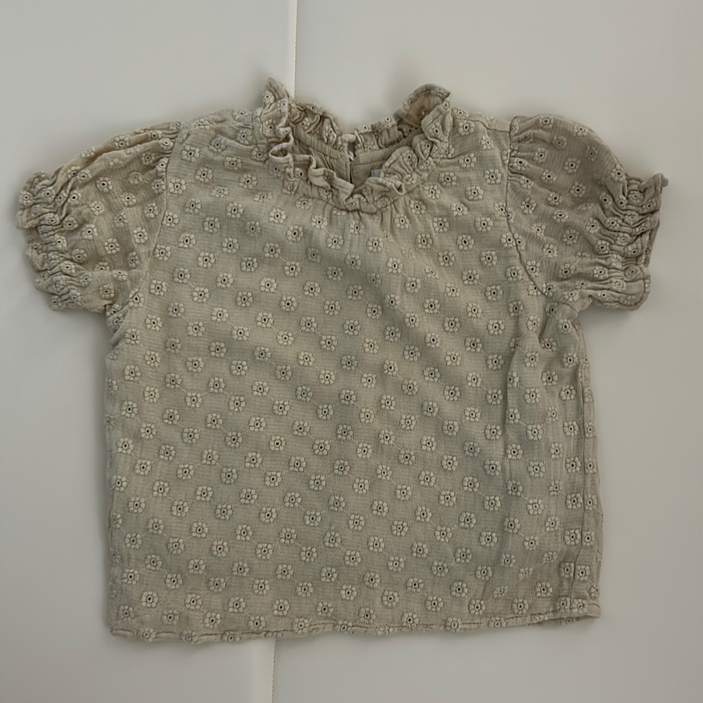 Rylee + Cru Embroidered Ruffled Mock Neck